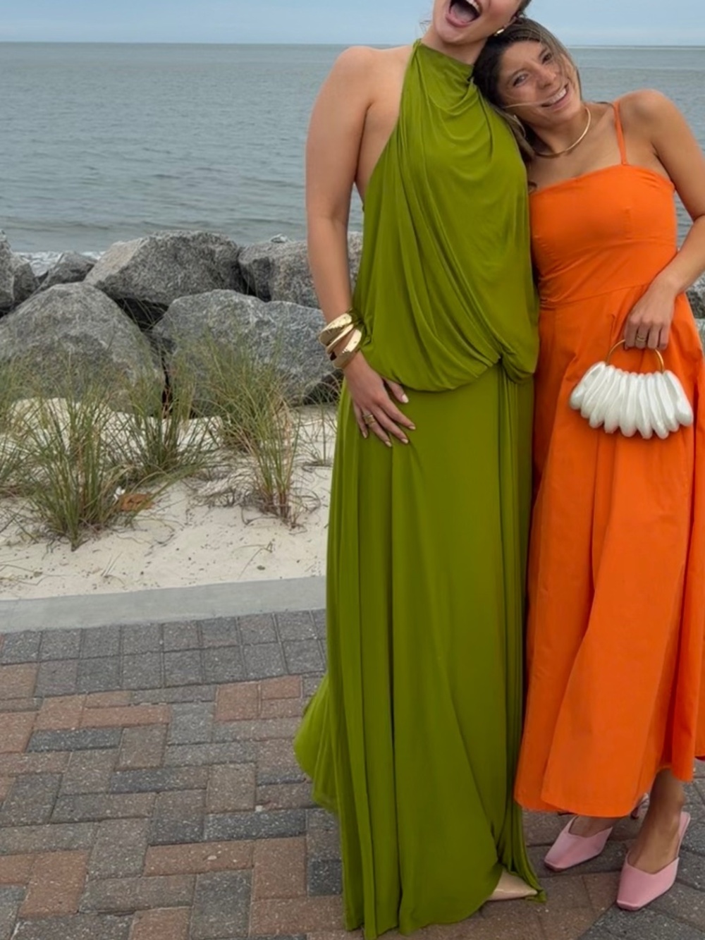 ASOS DESIGN mesh draped halter neck maxi dress in citrus green
